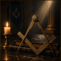 Freimaurerische Symbole in ruhiger Lichtstimmung